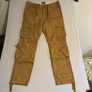 Matchstick Cargo Pants Mens 38x32 Khaki Utility Pockets Paratrooper Y2K Military